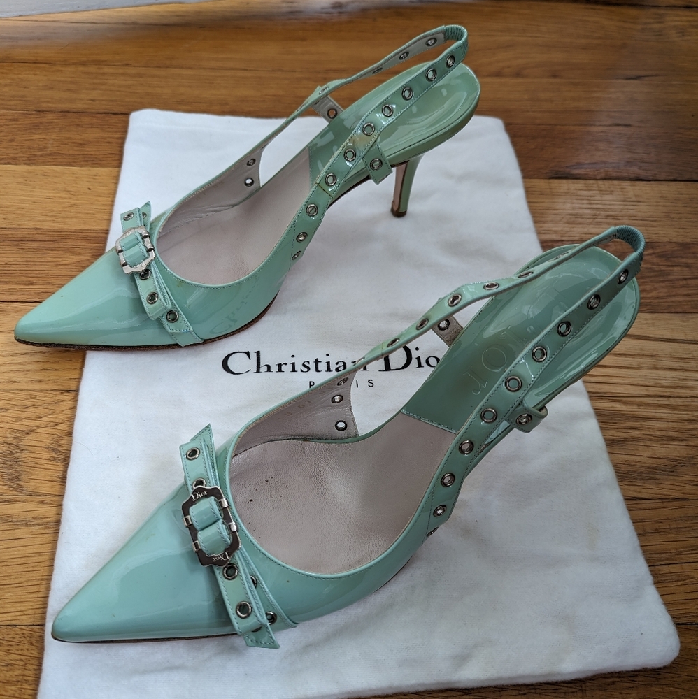 ❌ SOLD ❌ Vintage Christian Dior Turquoise Heels size 39.5 - Picture 2 of 15